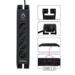 Prenaponska prenosna uticnica 4g/2m/3x1.5 2xUSB-A crna 380-109 - Slika 2