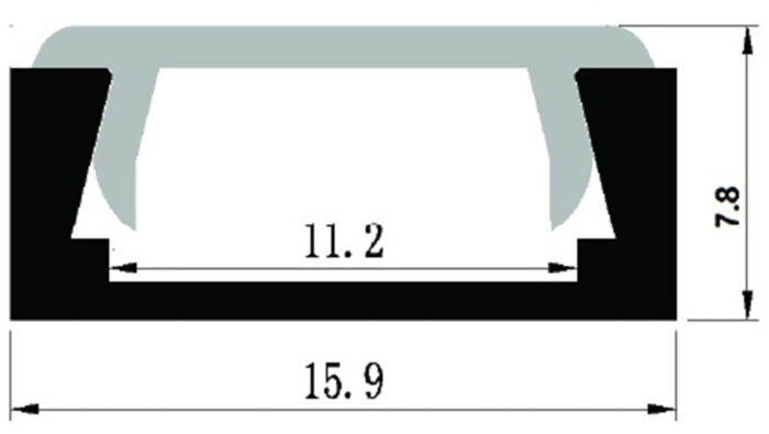 Alu profil U 15.9x7.8mm 2m nadgradni mat beli difuzor AAP-N-2M-S-FR - Slika 3