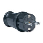 ALING Dvopolni utikac masivni PVC M crni ALC305.13