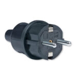 ALING Dvopolni masivni utikac PVC S crni ALC306.13