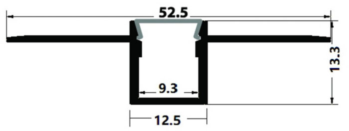 Alu profil U 52.5x13.3mm 1m ugradni u gips opal difuzor AAP-PBR5213-1M-MK - Slika 3