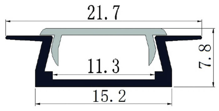 Alu profil U 15.2x7.8mm 1m ugradni mat beli difuzor AAP-UR-1M-S-FR - Slika 3