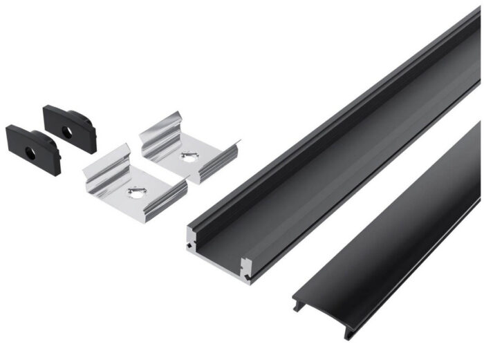 Alu profil U 17.4x7mm 1m crna nadgradni crni difuzor AAP-SM177-1M-BB - Slika 2