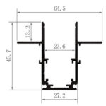 Šina 1m 13mm SLIM-UGRADNA CRNA za 48V LED magnetnu rasvetu 64.5x45.7mm Mitea Lighting - Slika 2