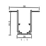 Šina 1m ugradna crna za 48V LED magnetnu rasvetu Mitea Lighting - Slika 3