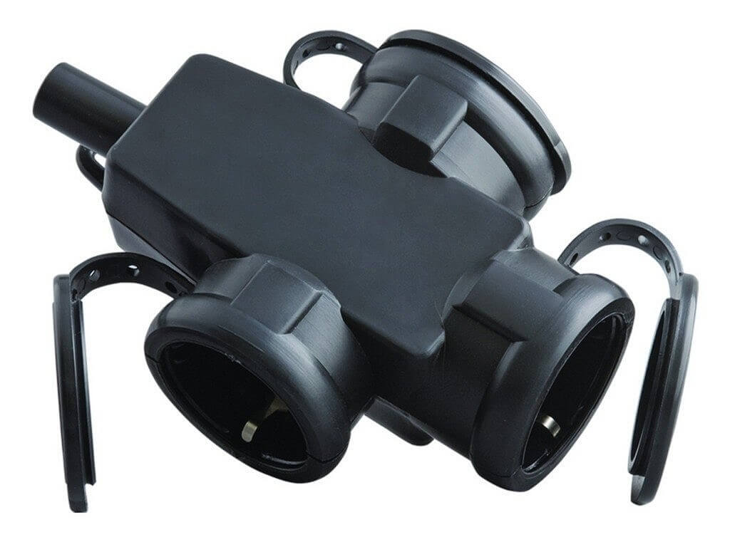 2 Prenosna prikljucnica trostruka sa poklopcem crna 2/212-0156 - Slika 1